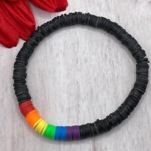 LGBTQ pride bracelet, gay pride bracelet, heishi beads, clay beads, handmade